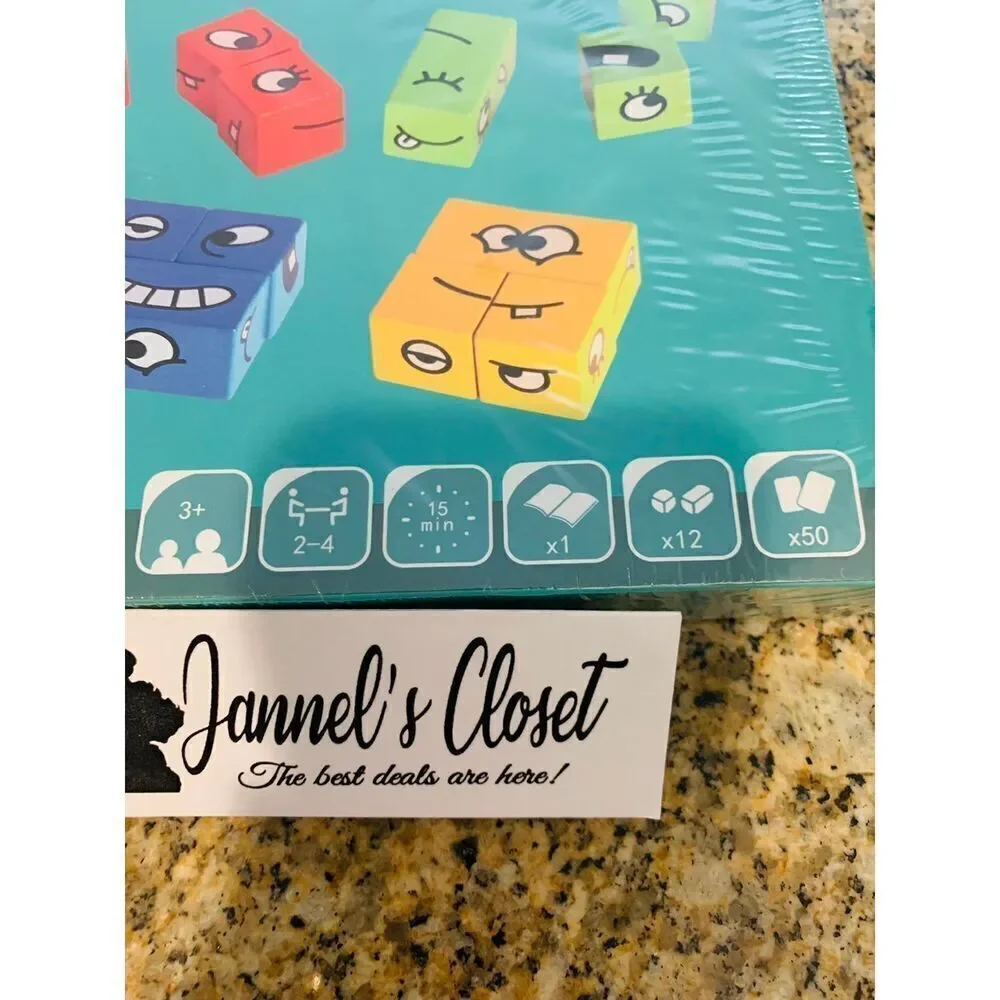 Wooden Expressions Matching Block Puzzles Building Cubes Toy Borad Games Educati